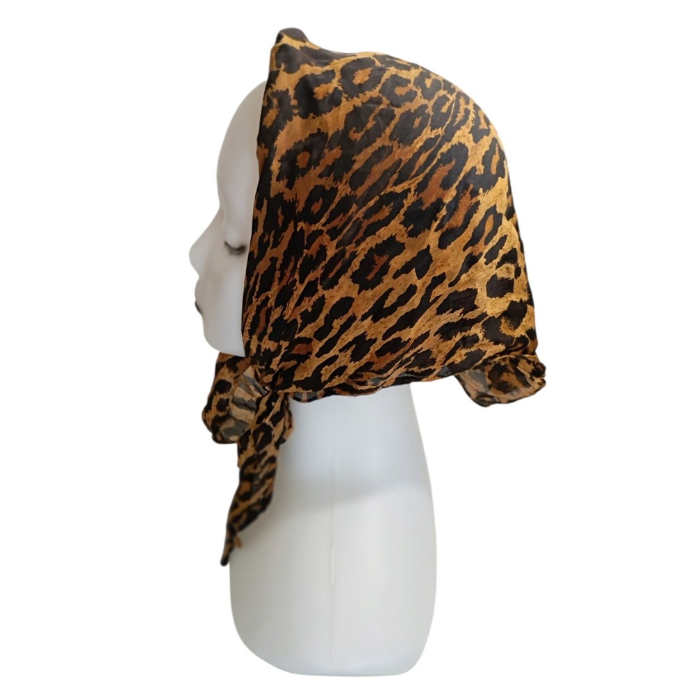 Nick and Nora Vintage Leopard Print Silk Scarf Square Neckerchief Made in USA